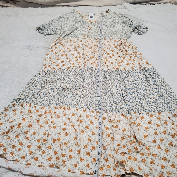 NWT My Danielle Cream Floral Peasant Tiered Maxi Dress XL Cottage Boho Flowy - Picture 6 of 10
